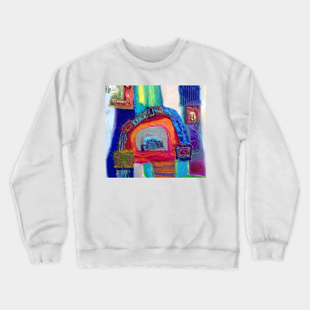 Bold abstract in blue, pink and orange Crewneck Sweatshirt by ccwalsh